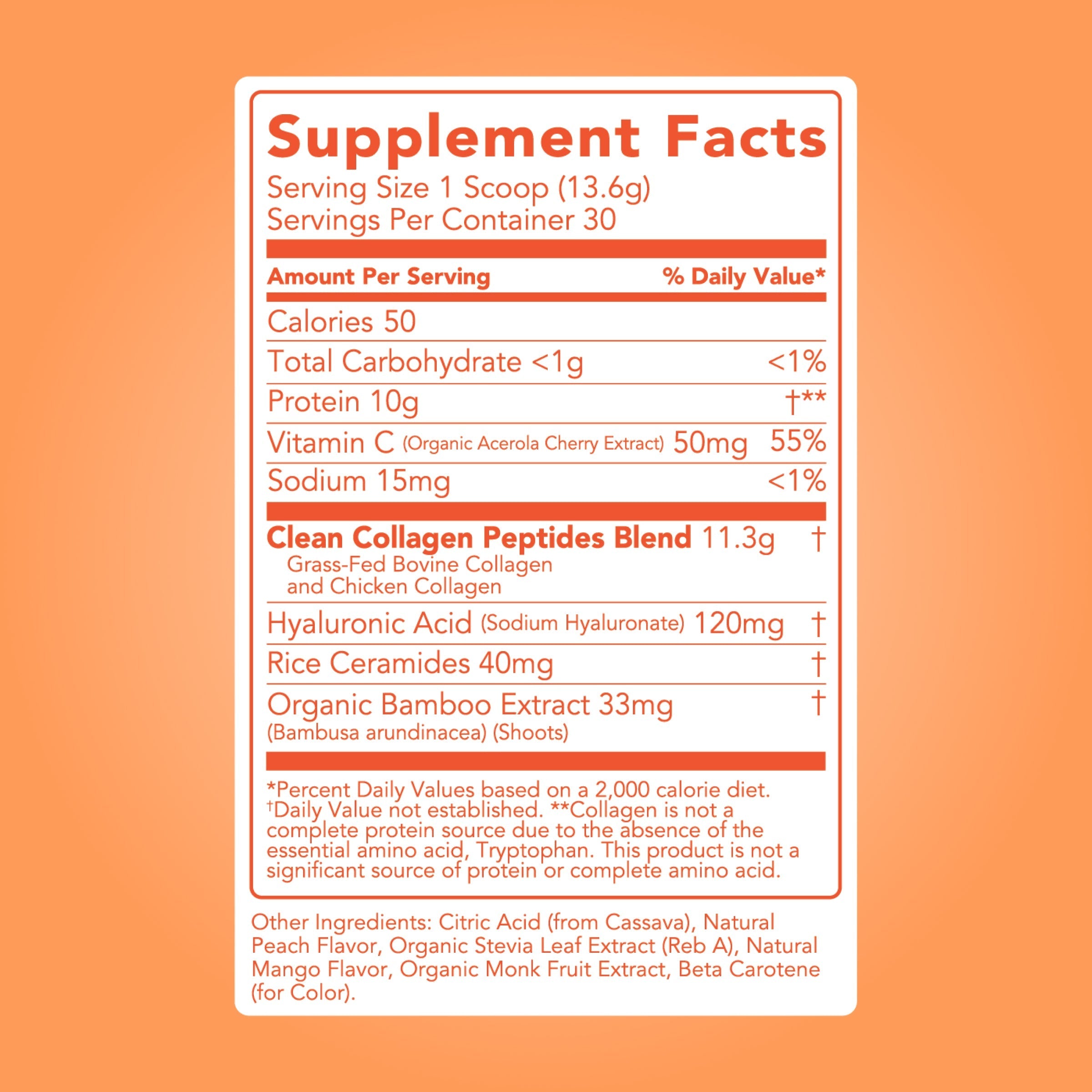 Collagen + Beauty Blend: Peach Mango (30 Servings)